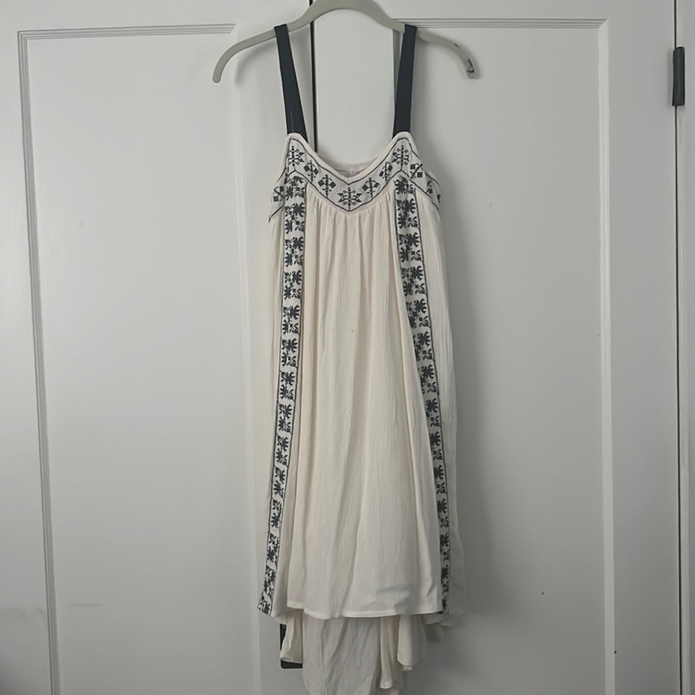 Alya Cream and Navy Flowy Beach dress